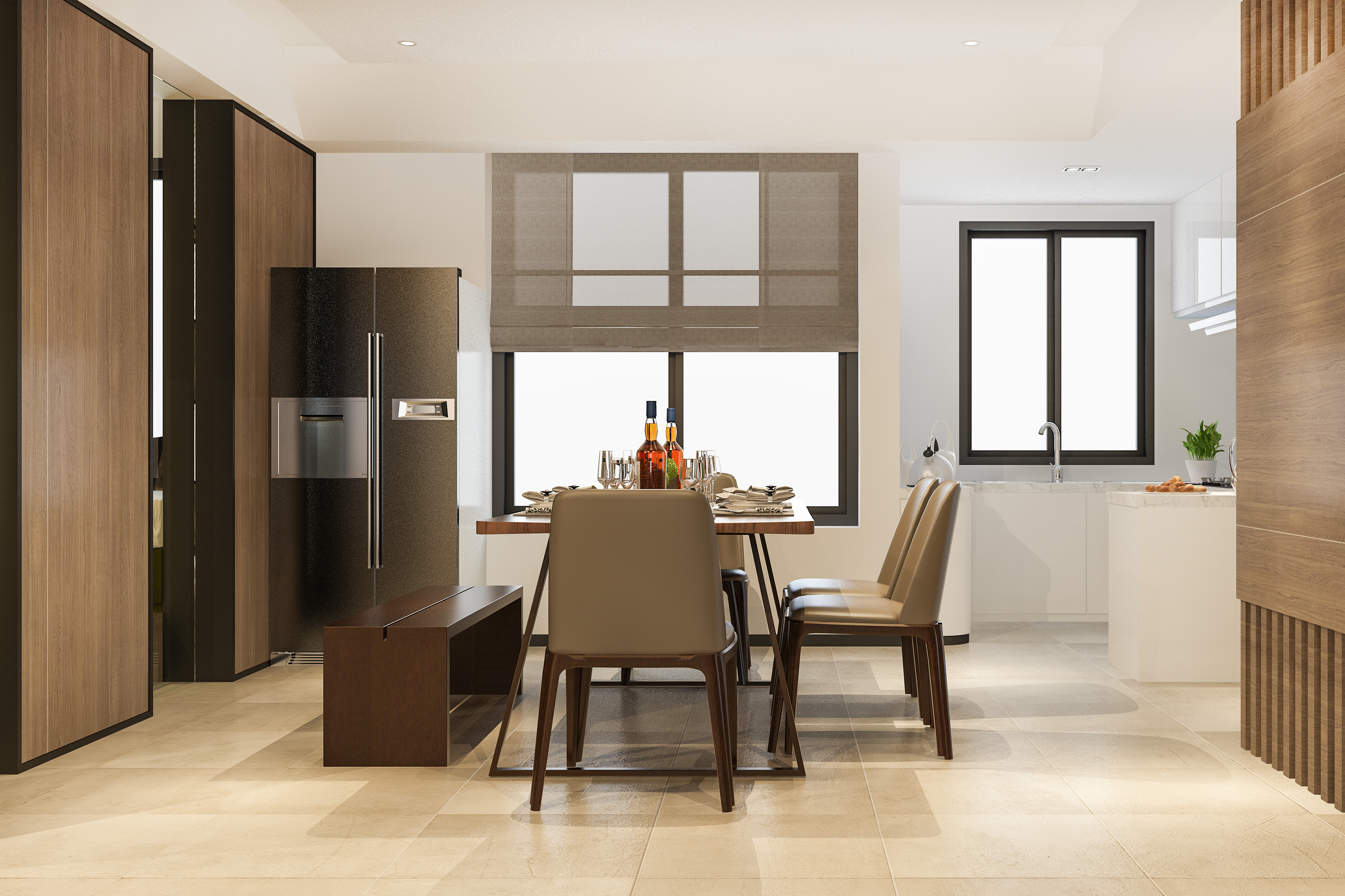Island kitchen design with central prep counter