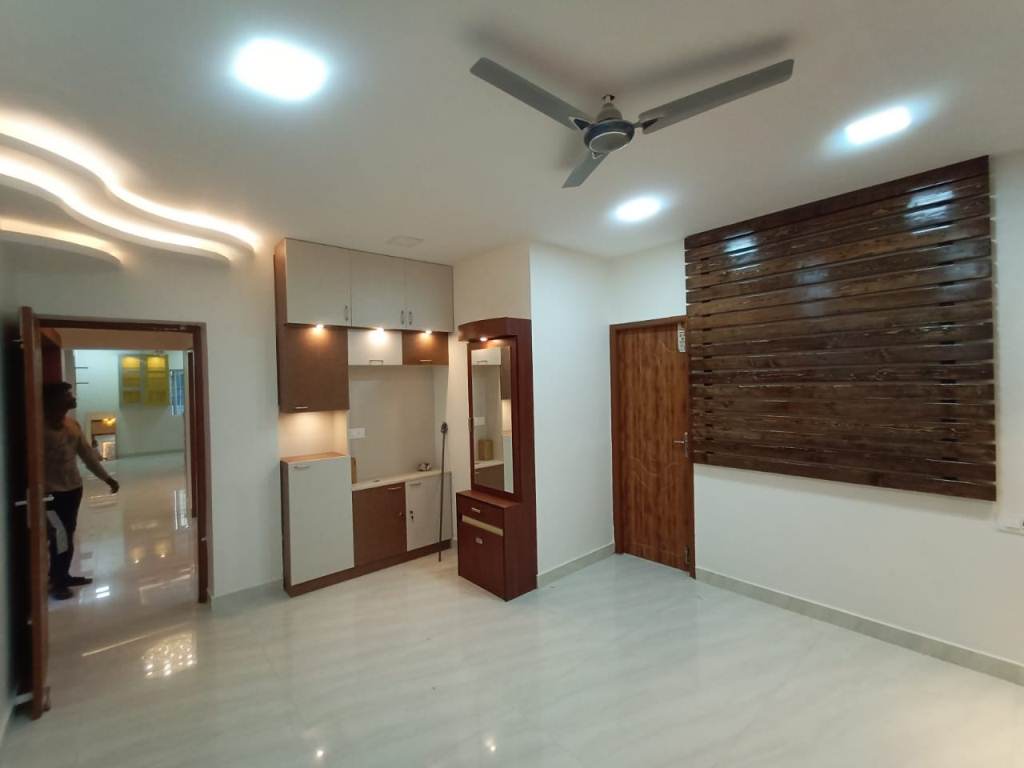 Modern living area with feature wall