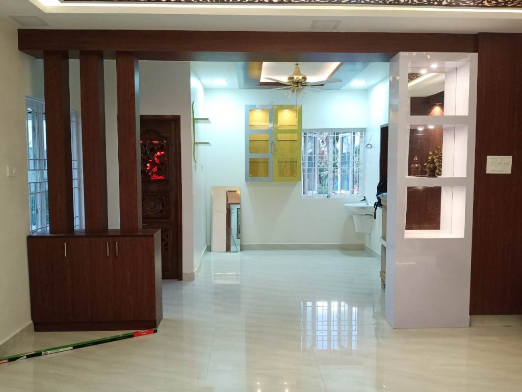 Modern living area with feature wall