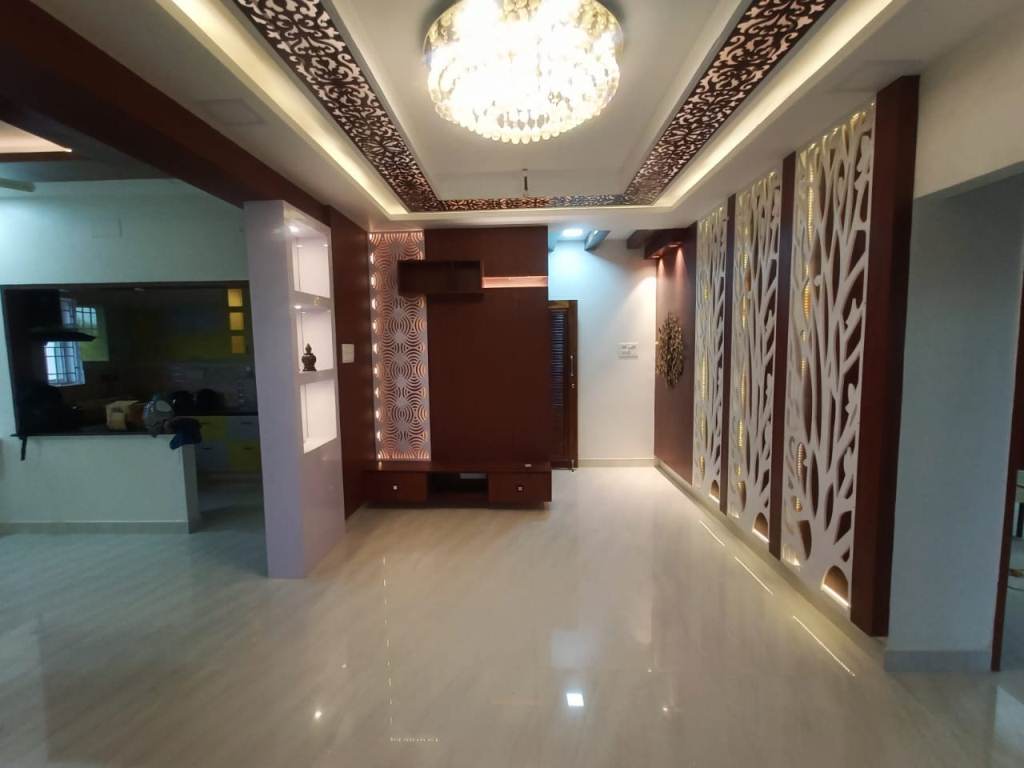 Modern living area with feature wall
